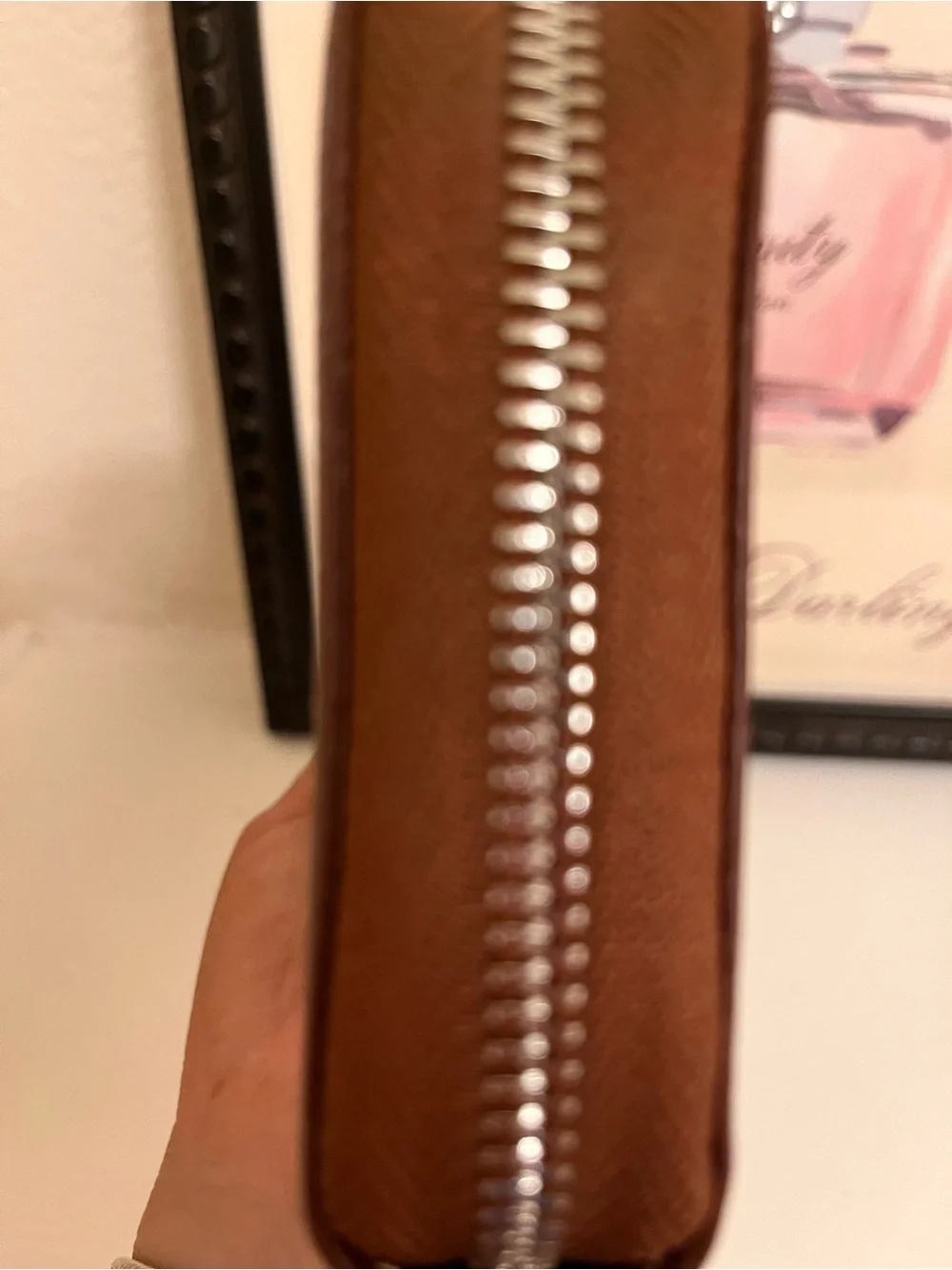 Lavemi Brown Genuine Leather RFID Blocking Zip-Around Wallet/Wristlet